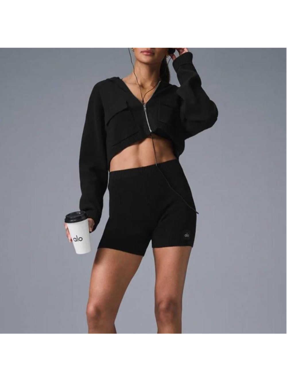 Alo Yoga Scholar Knit High-Waist Cotton Blend Short - Size XS